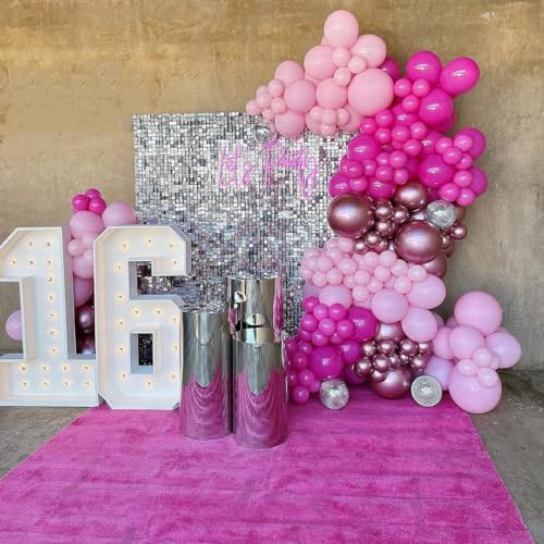 Pink Balloons Metallic Pink Balloon, 50Pcs 12Inch Hot Pink - Product Imagery