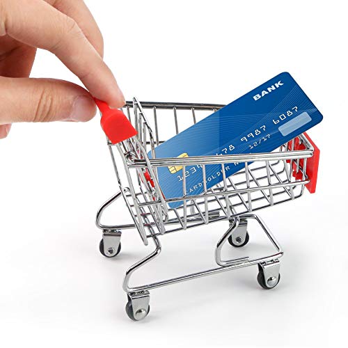 Shindel Mini Shopping Cart, Red Handle & Sign - Product Imagery