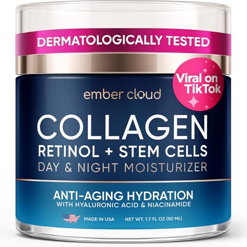 Collagen Face Cream with Stem Cells Retinol Hyaluronic Acid 1.7Oz - Product Imagery