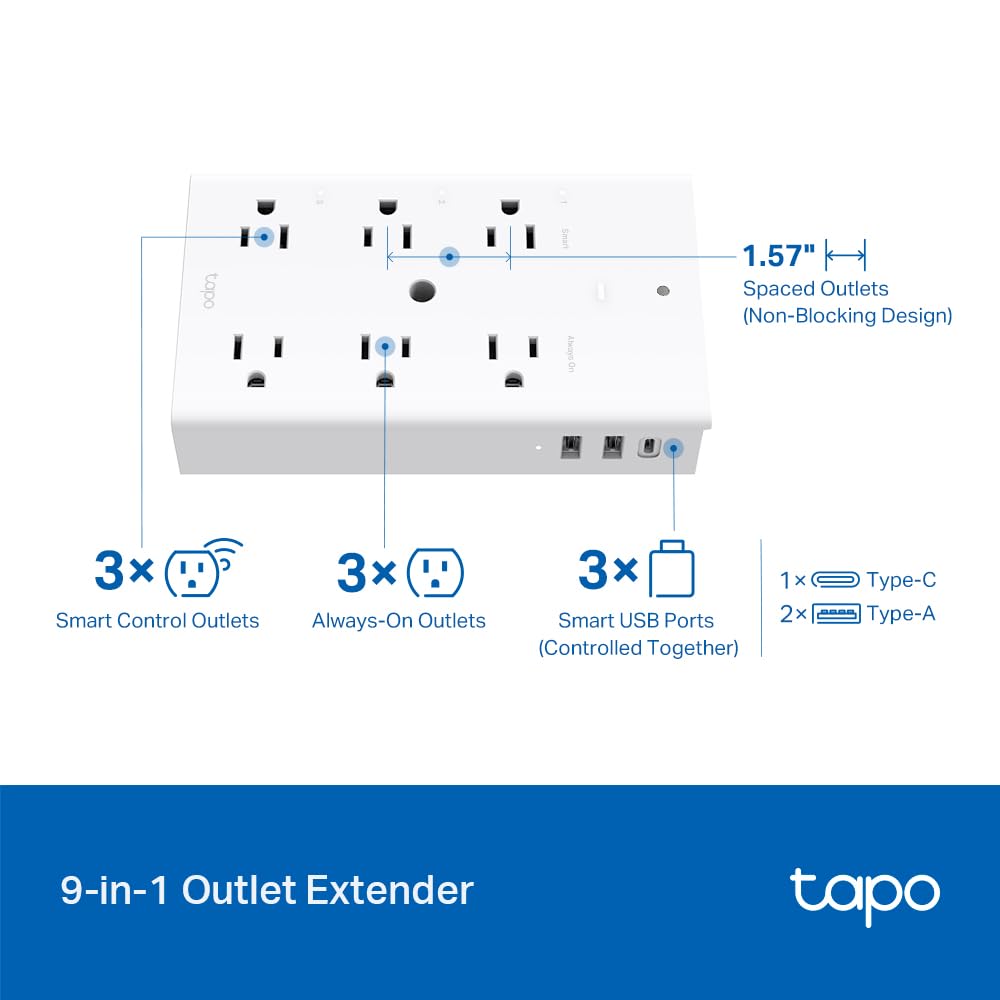 Tapo Smart Plug Outlet Extender P306 3 Individual Smart - Premium Selection Official Imagery - 3