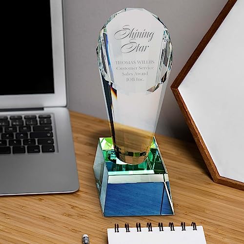 Baudville Engraved Crystal Spotlight Trophy - Clear Award - - Product Imagery