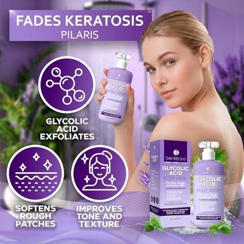 BELLISSO Glycolic Acid Body Wash - Exfoliating AHA Liquid Soap... - Product Imagery