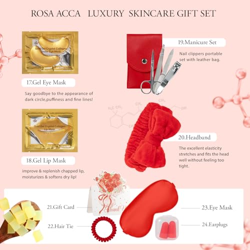 Gifts for Women, 32 Pcs Rose Hydrating Face Skin Care Gifts Set, - Product Imagery