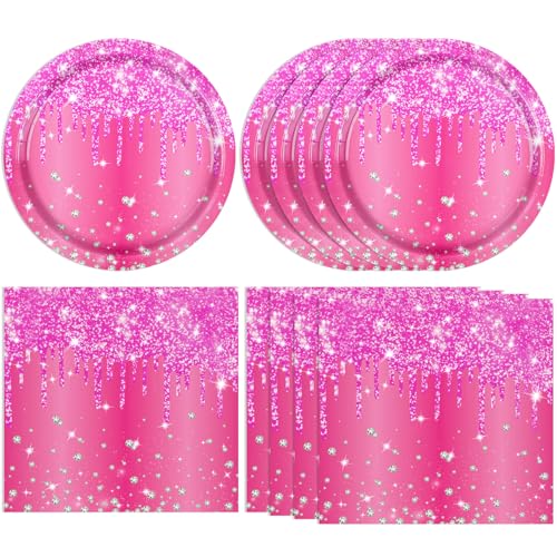 40 PCS Hot Pink Happy Birthday Decorations - Rose Pink Party - Product Imagery
