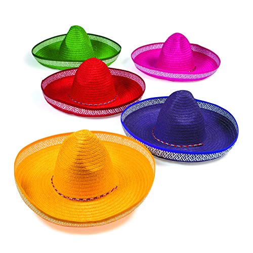 Fun Express Colored Sombrero Hats - Long-Lasting Set of 12 - Product Imagery