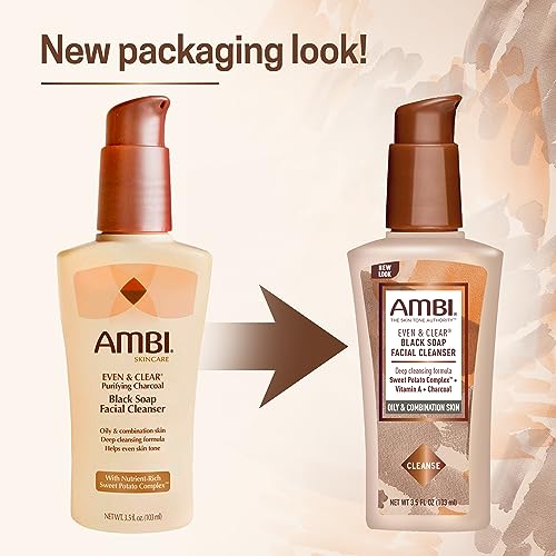 Ambi Even & Clear Purifying Charcoal Black Soap Facial Cleanser - Product Imagery