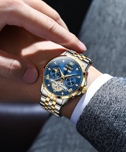 OLEVS Mens Automatic Watch Luxury Dress Diamond Self Winding - Product Imagery