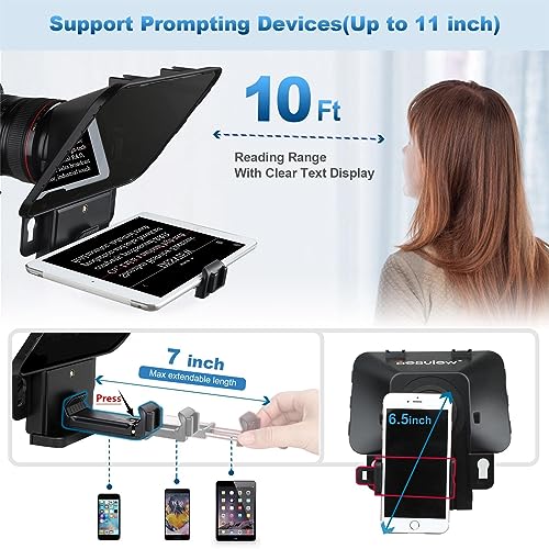 Desview T3 Portable Teleprompter for Camera & Smartphone, Tablet - Product Imagery
