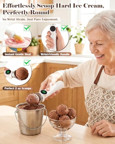 Heated Ice Cream Scoop Rechargeable, Electric Scooper with - Product Imagery