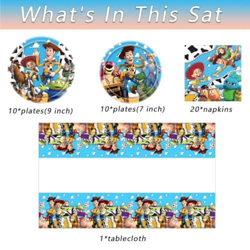 41 Pcs Toy StorIi Birthday Party Supplies Set, Including Plates, - Product Imagery
