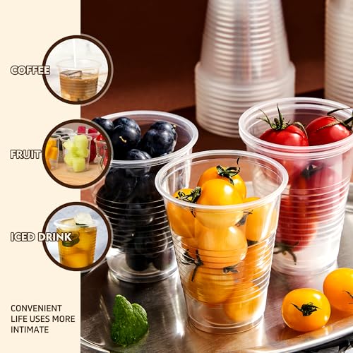 YEEHAW 9 oz Plastic Cups, 500 Pack - Clear Disposable Drinking - Product Imagery
