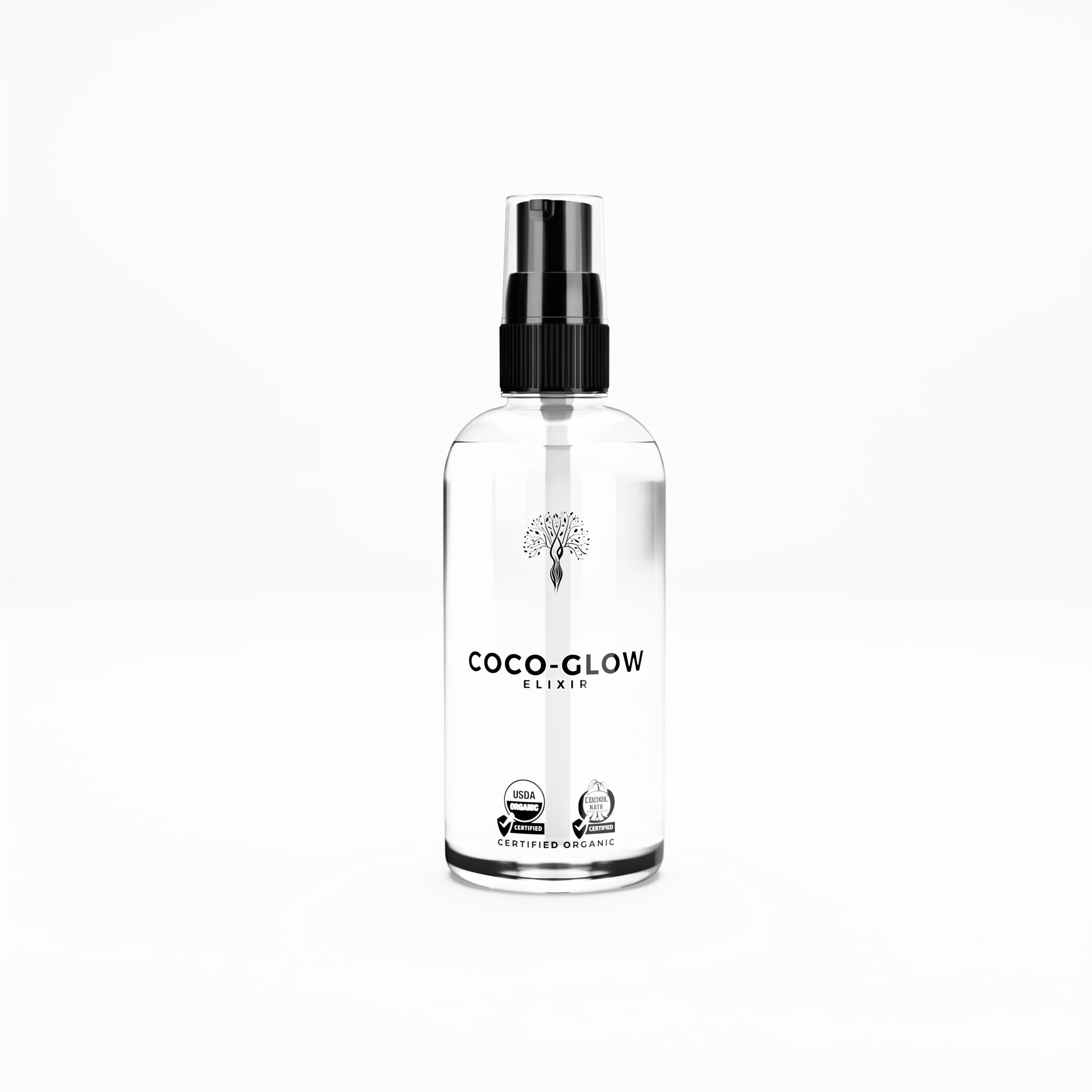 Coco Glow Elixir USDA Certified Organic Fractionated Coconut Oil - Product Imagery