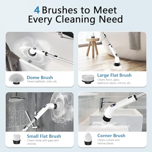 Electric Spin Scrubber, Cordless Cleaning Brush for Bathroom,Home - Product Imagery