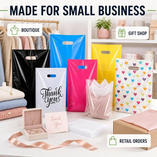 ysmile Small Thank You Bags with Handles – 100 Pack 5.9"x7.8" - Product Imagery