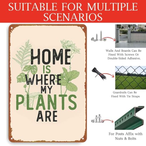 Home Is Where My Plants Are Printed Metal Sign, 8X12 Inch - Product Imagery