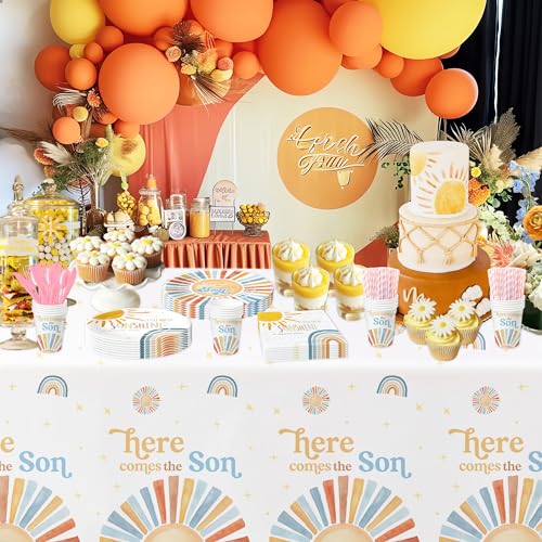 Sunshine Here Comes The Son Baby Shower Decorations Tablecloth, - Product Imagery