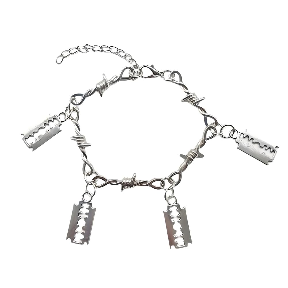 925 Sterling Silver Blade Barbed Wire Necklace Bracelet For - Premium Selection Official Imagery - 7