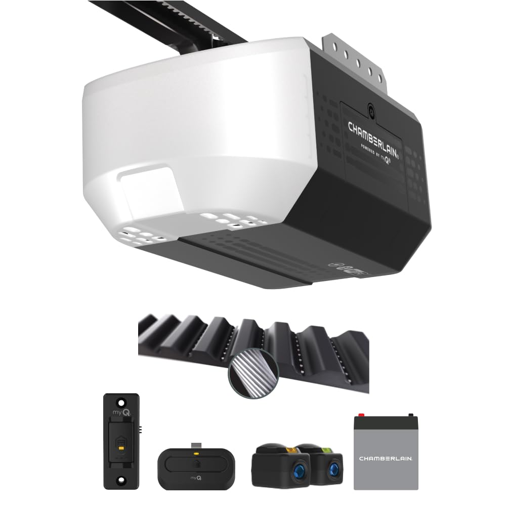 Chamberlain Belt Drive myQ Garage Door Opener, 1/2 HP w/Battery B - CHAMBERLAIN Official Product View 1