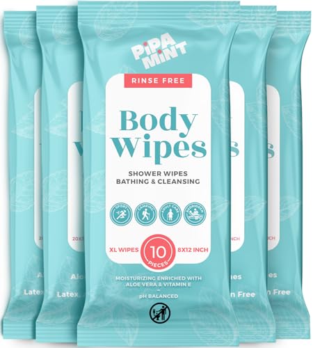 Body Wipes XL Shower Wipes Body Wipe for Adults Bathing - PIPA MINT Official Imagery - 1