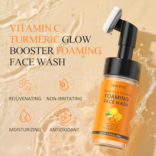 SHVYOG Vitamin C Turmeric Face Wash, Turmeric Foaming Facial - Product Imagery
