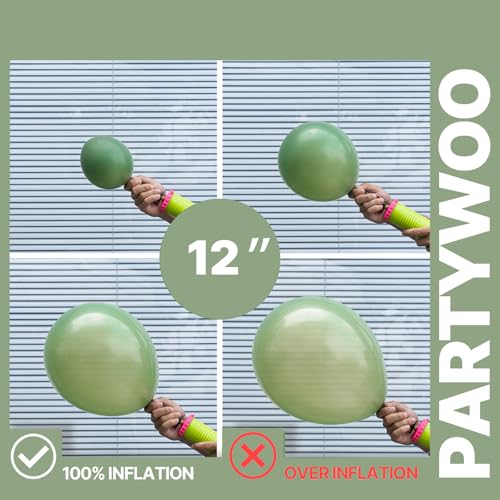 PartyWoo Sage Green Balloons 66pcs 12 Inch Gold White Brown Gold - Product Imagery