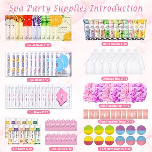 120 PCS Spa Party Supplies for Women, Spa Birthday Sleepover - Product Imagery