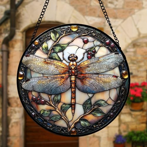 Dragonfly Stained Glass Window Hanging Suncatcher Gifts for - Product Imagery