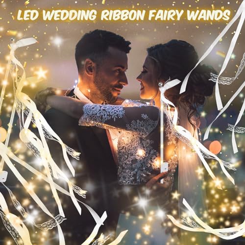 105 PCS Light Up Wedding Wands, LED Fairy Wand, Wands Streamers - Product Imagery