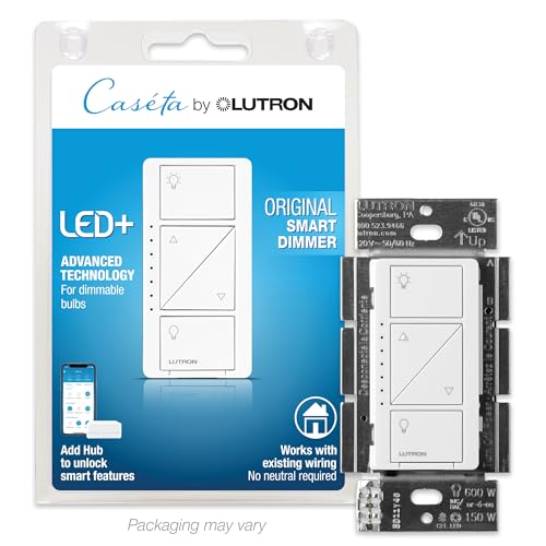 Lutron Caseta Smart Dimmer Switch No Neutral Required - Premium Selection Official Imagery - 1