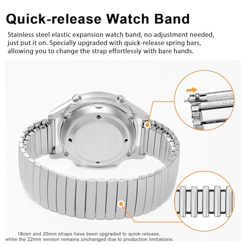 Heartkent 18mm 20mm 22mm Expansion Watch Bands,Stainless Steel - Product Imagery