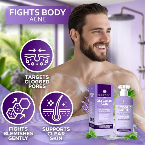 BELLISSO Glycolic Acid Body Wash - Exfoliating AHA Liquid Soap... - Product Imagery