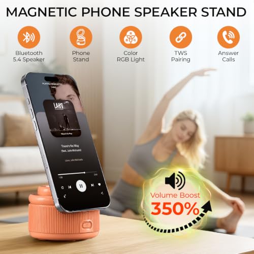 Magnetic Phone Stand with TWS Bluetooth Speaker, Tech Gifts for - Product Imagery