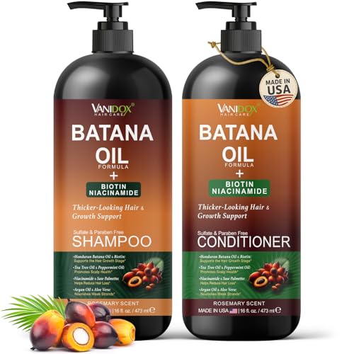 VANIDOX Batana Oil Shampoo and Conditioner Set – Biotin & Niacinamide Infused – - VANIDOX Official Product View 1
