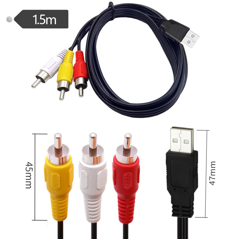 DUOYHIEL USB to RCA Cable, 5ft USB Male to RCA Male Jack Splitter by DUOYHIEL - Angle View 8