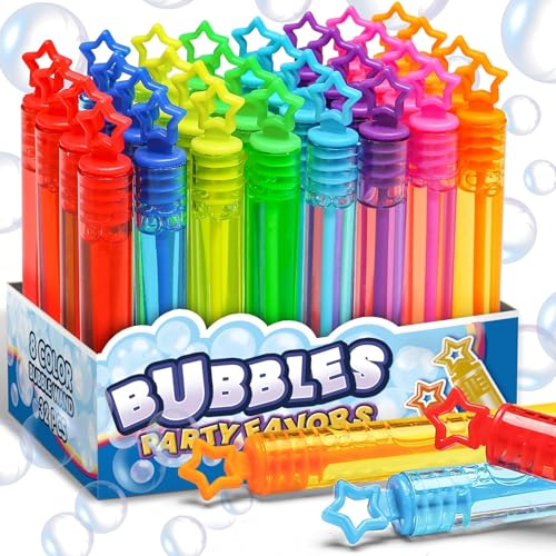 32 Pcs 8 Colors Neon Mini Star Bubble Wand, Party Favors for Kids - Product Imagery