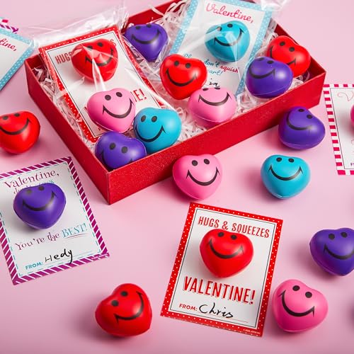 JOYIN 28 Packs Heart Shape Stress Ball with Cards Stress Relief - Product Imagery