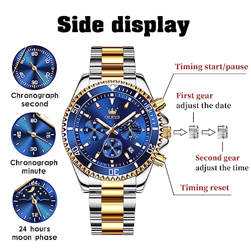 OLEVS Men's Waterproof Watches Stainless Steel Waterproof - Product Imagery