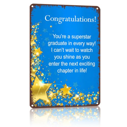 8x12 Inch Aluminum Graduation Congratulations Sign, Blue Gold - Product Imagery