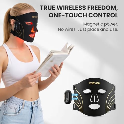 Wireless Red Light Therapy Face Mask, 4 Modes for Wrinkles, Fine - Product Imagery