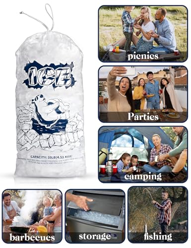 50Pcs 5 lb Drawstring Ice Bags for Ice Storage, Reusable - Product Imagery