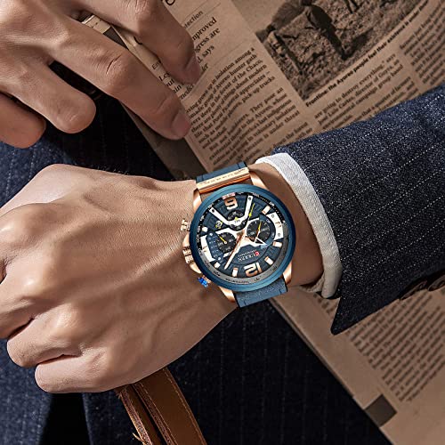 FANMIS Mens Luxury Watches Business Chronograph Dress Leather - Product Imagery