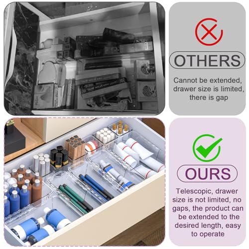 14 Pcs Adjustable Drawer Organizer, Clear Drawer Organizer - Product Imagery