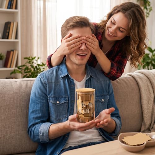 AW BRIDAL Reasons I Love You Memory Jar Gifts for Boyfriend Men - Product Imagery