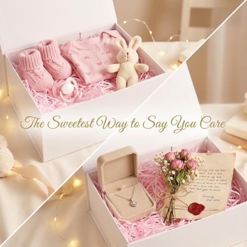 Rsgift White Gift Box with Lids,9.7x7.2x3.3 Inch Gift Boxes for - Product Imagery