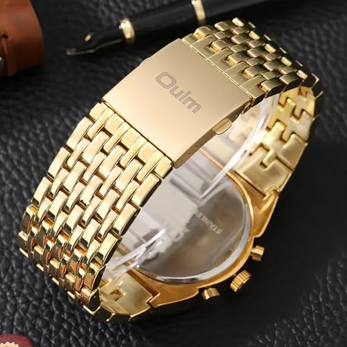 Men’s Luxury Rectangle Square Gold Silver Big Face Luminous - Product Imagery