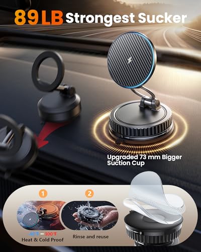 15W MagSafe Car Mount Charger, Vacuum Magnetic Phone Holders for - Product Imagery