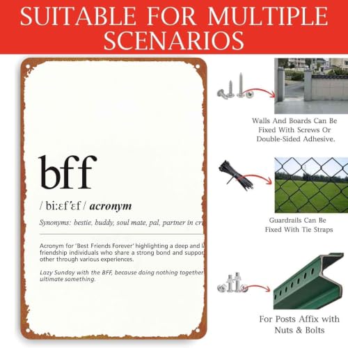 8x12 Inch Aluminum BFF Definition Print Sign, Best Friend - Product Imagery