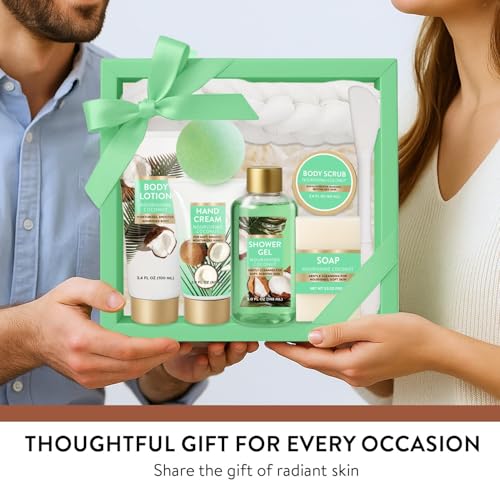 Spa Gift for Women, 8 Piece Luxury Coconut Bath Set with Bubble - Product Imagery