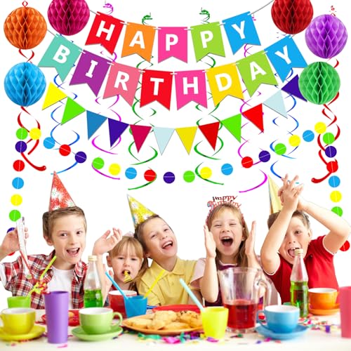 Happy Birthday Banner With Colorful Paper Flag Bunting Paper - Product Imagery