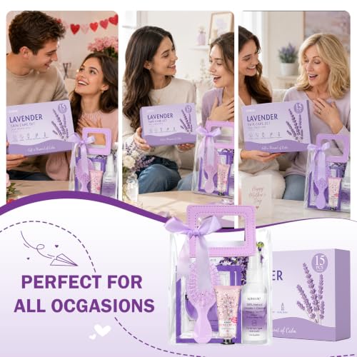 15 Pack Lavender Skincare Gifts: Face Mask, Eye Mask, Hand - Product Imagery